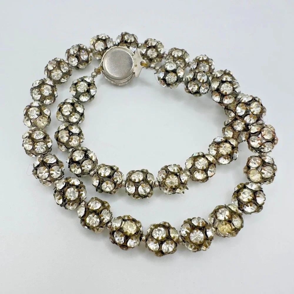 Vintage Rhinestone Necklace Disco Ball Style 16